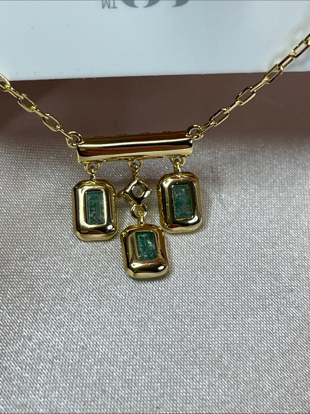 Bomb Party "Triply Dazzled" Teal Ice Crystal on Gold Plating $126 MSRP - Picture 6 of 6